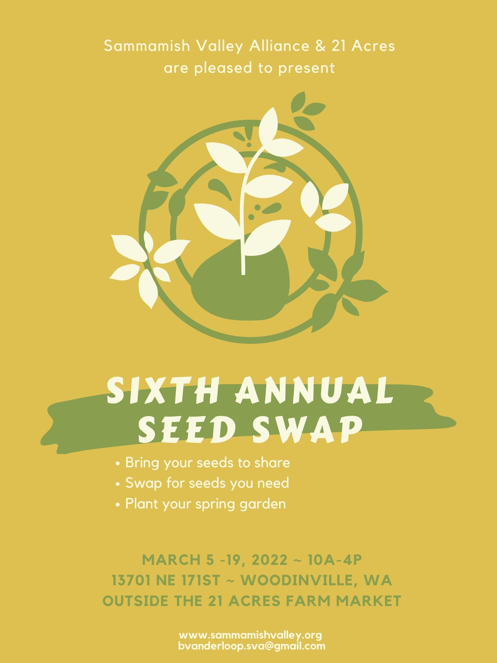 Sixth Annual Seed Swap hosted by Sammamish Valley Alliance & 21 Acres ...